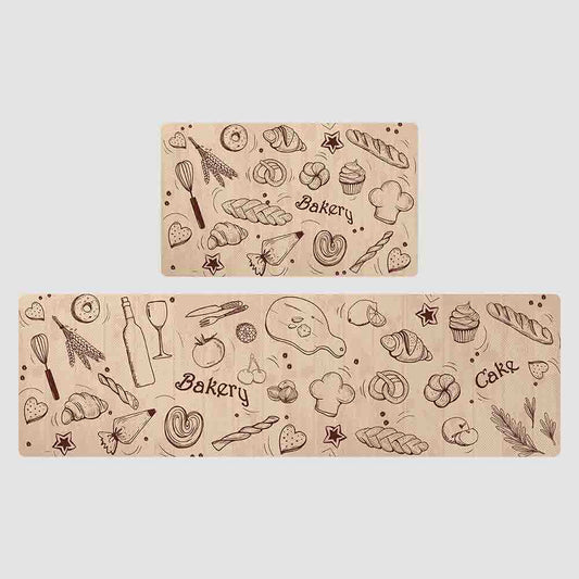 Feblilac Brown Bread Snack PVC Leather Kitchen Mat - Feblilac® Mat