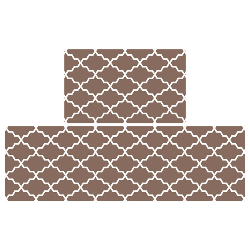 Feblilac Grey/Red/Blue/Brown Water Wave Geometric Pattern PVC Leather Kitchen Mat Mom‘s Day Gift - Feblilac® Mat