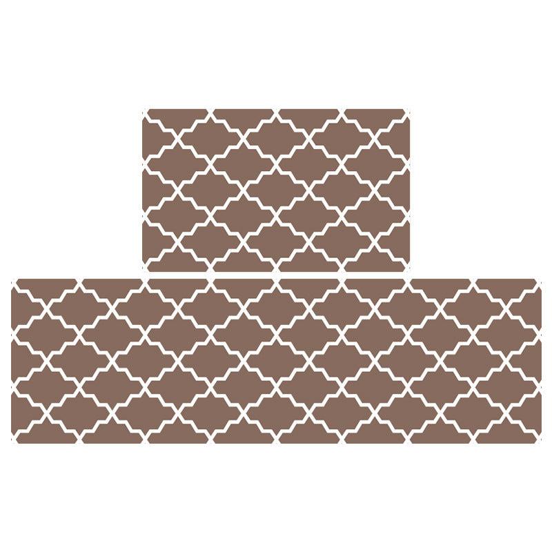 Feblilac Grey/Red/Blue/Brown Water Wave Geometric Pattern PVC Leather Kitchen Mat Mom‘s Day Gift - Feblilac® Mat