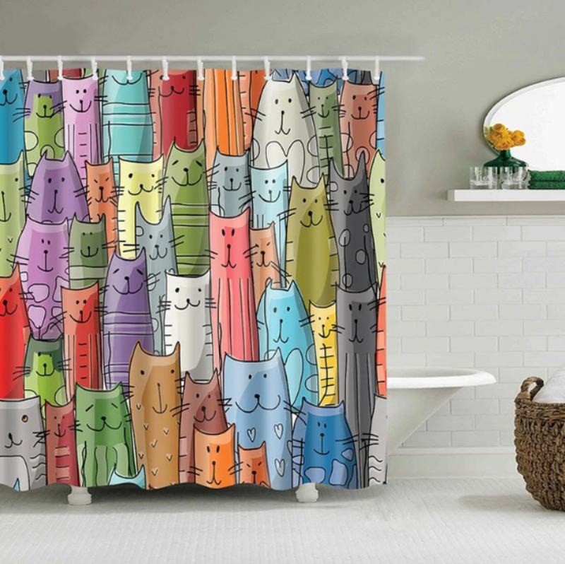 Cat Pattern Bath Shower Curtain