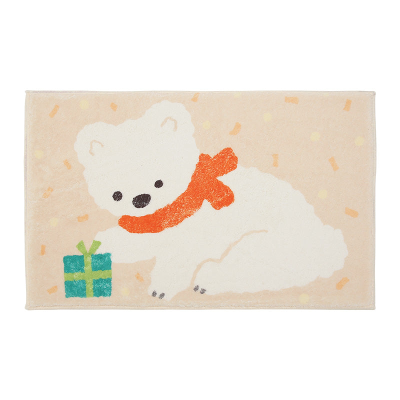 Christmas White Bear Bath Mat