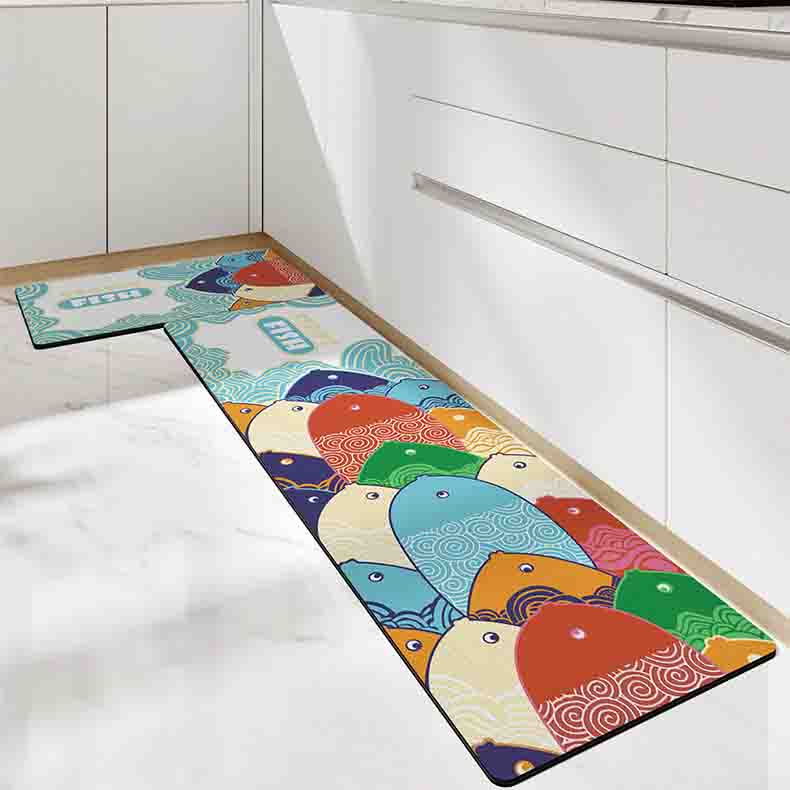 Feblilac Cute Colorful Fishes Animal PVC Leather Kitchen Mat - Feblilac® Mat