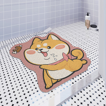 Cute Shiba Inu Dog PVC Bathroom Mat