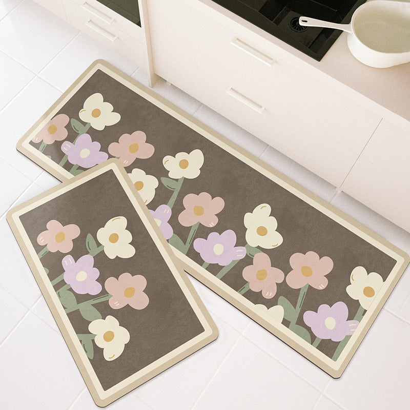 Feblilac Lovely Flower Garden PVC Leather Kitchen Mat Mom‘s Day Gift - Feblilac® Mat