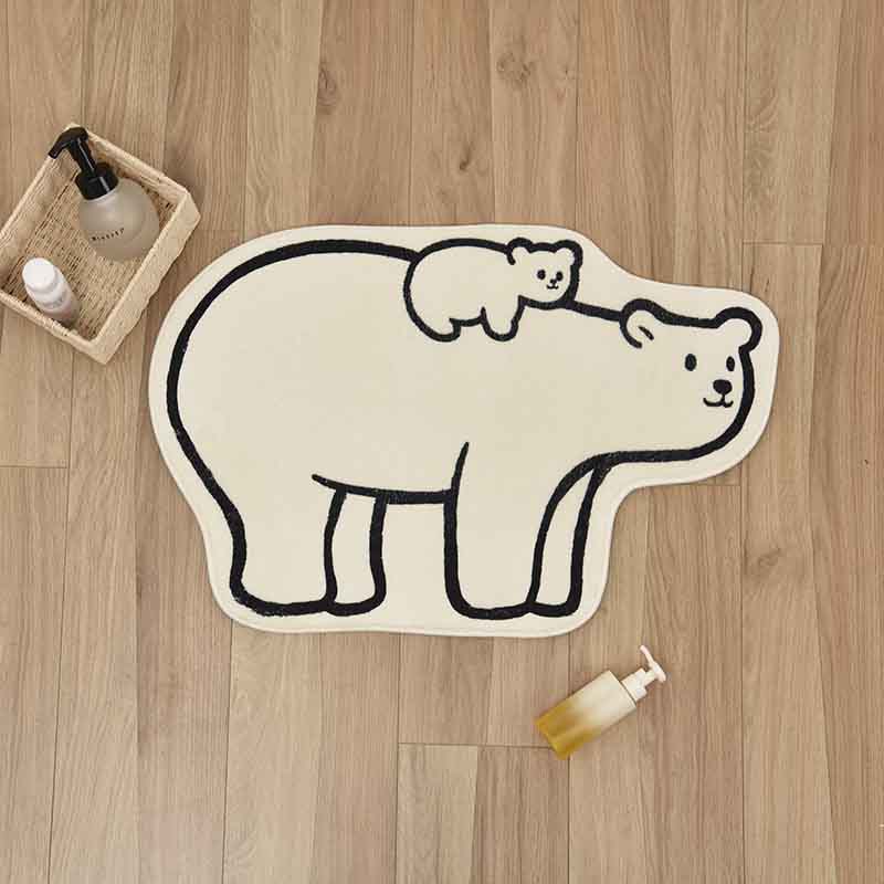 Cute Cartoon Polar Bear Bathroom Mat Rug