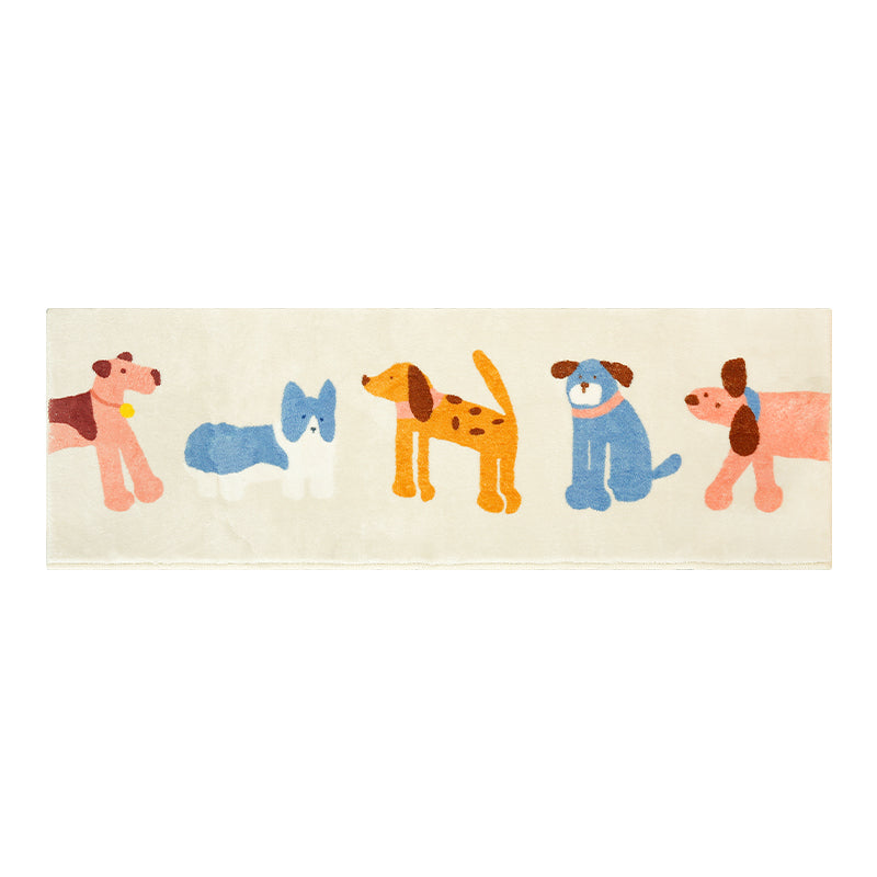 Dogs at Play Cream Ground Bedroom Mat - Feblilac® Mat
