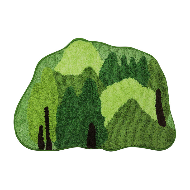 Semicircle Green Moss Leaves Bath Mat - Feblilac® Mat
