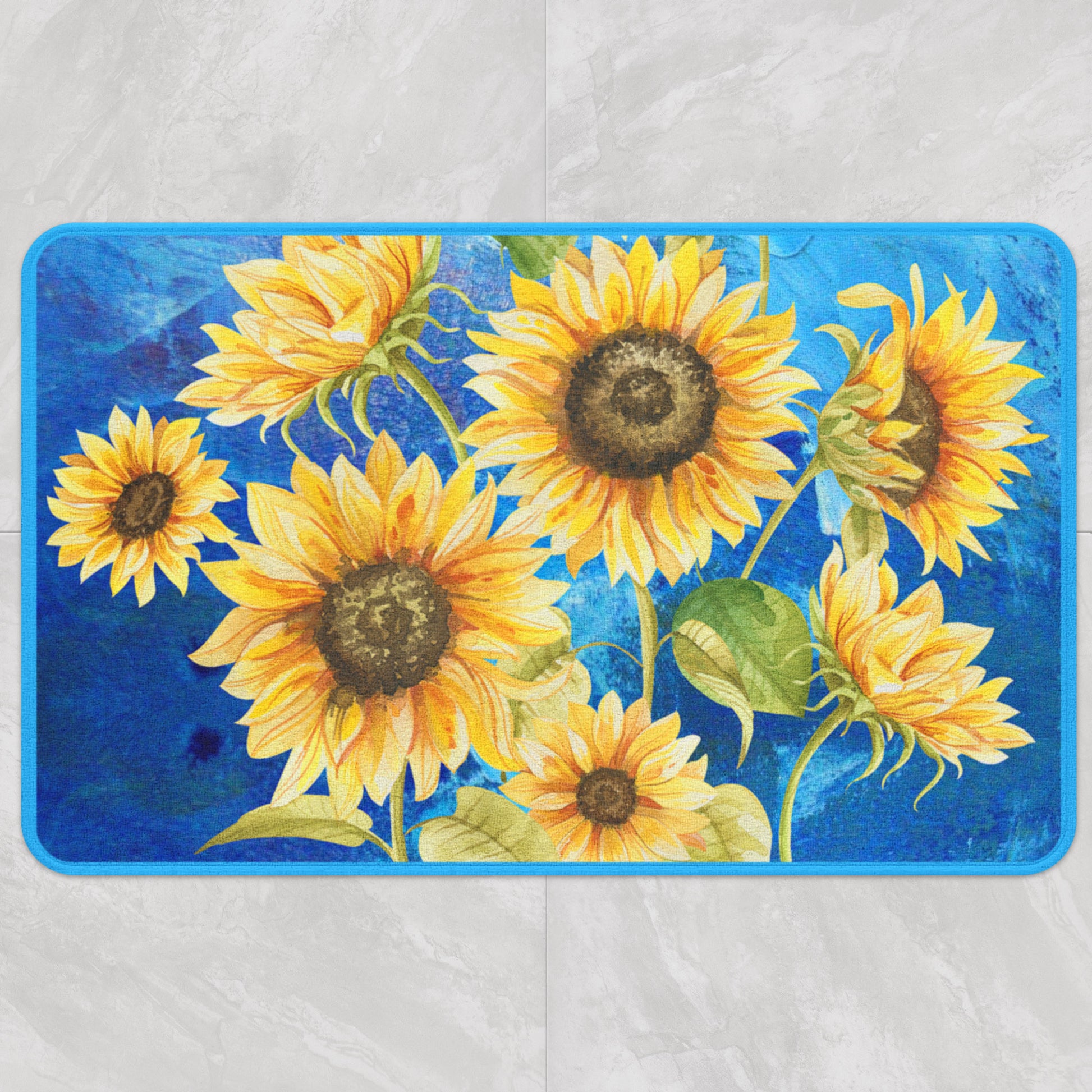 Blue Ground Sun Flower Bath Mat - Feblilac® Mat