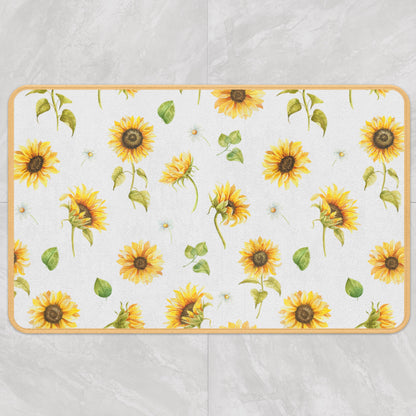 White Ground Sun Flower Bath Mat - Feblilac® Mat