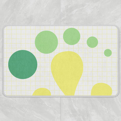 Yellow Green Wave and Dots Bath Mat - Feblilac® Mat