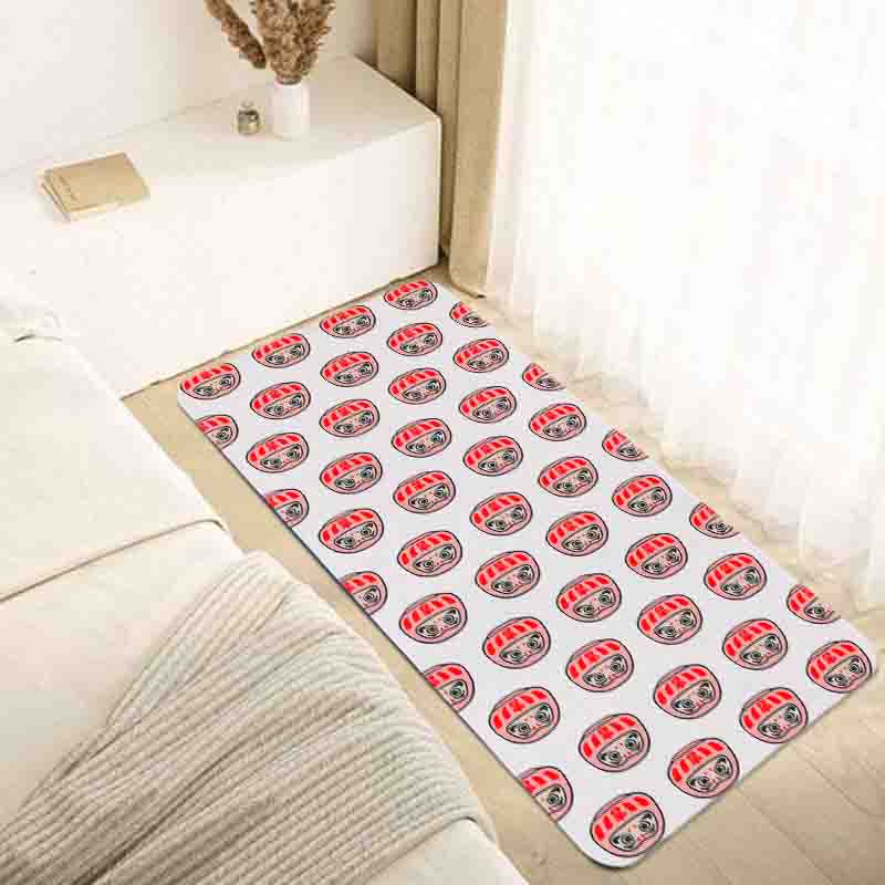 Japanese Style Red/Blue/Pink Daruma Bedroom Runner Bath Mat