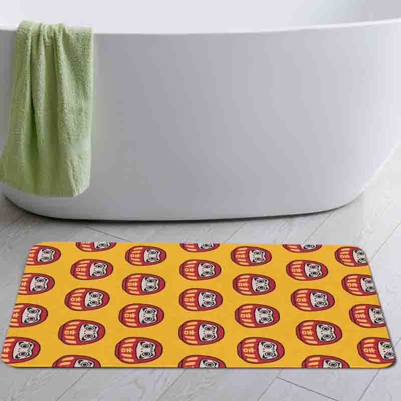 Japanese Style Red/Blue/Pink Daruma Bedroom Runner Bath Mat - view 2