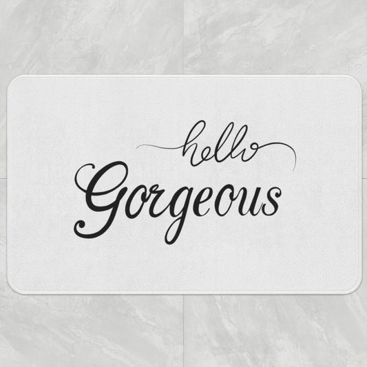 Feblilac Hello Gorgeous White Ground Bath Mat - Feblilac® Mat