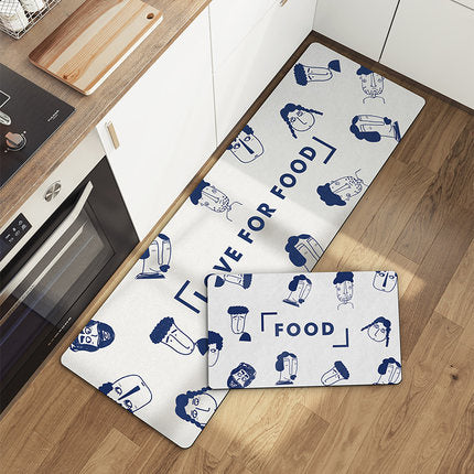 Feblilac Faces and Love for Food PVC Leather Kitchen Mat - Feblilac® Mat