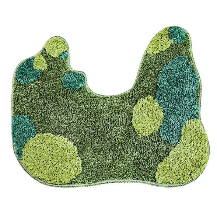 3D Funny Moss Bath Mat, Green Leaves Bathroom Rug, Toilet Mat, Bathtub