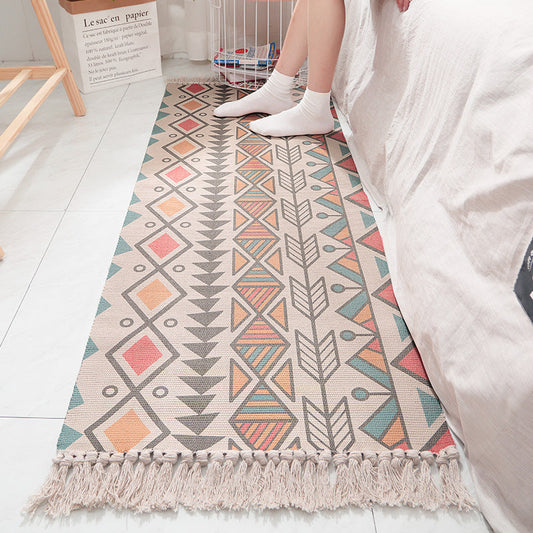 Feblilac Geometry  Cotton Woven Bedroom Mat