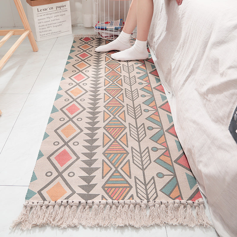 Feblilac Geometry Cotton Woven Bedroom Mat