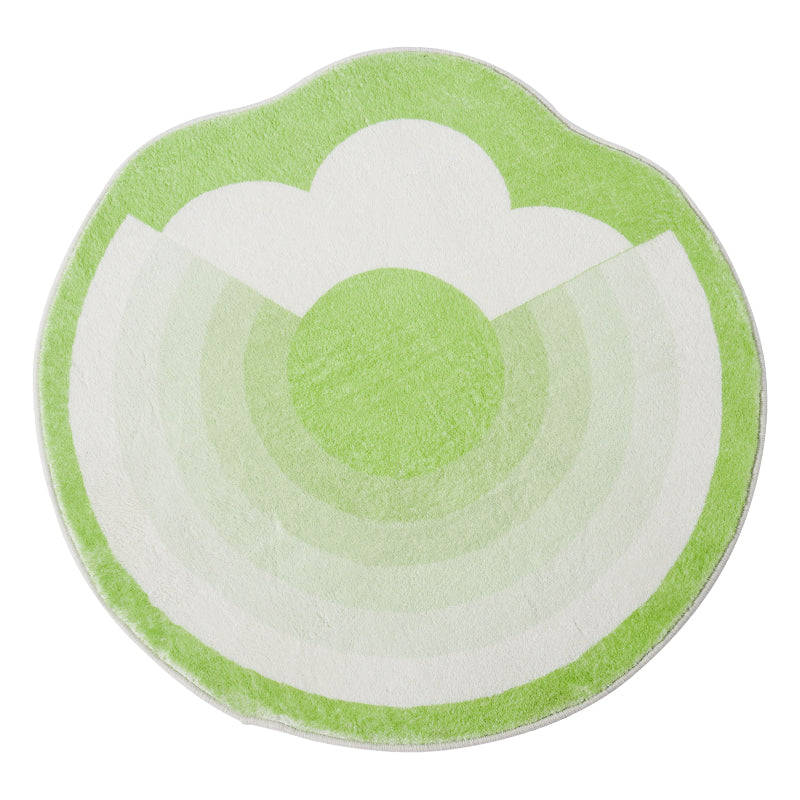 Green gradient flower round bedroom mat