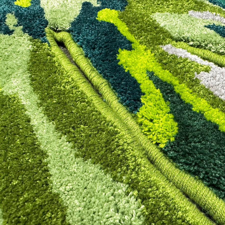 Feblilac Irregular Monstera Leaves Tufted Bath Mat - view 5