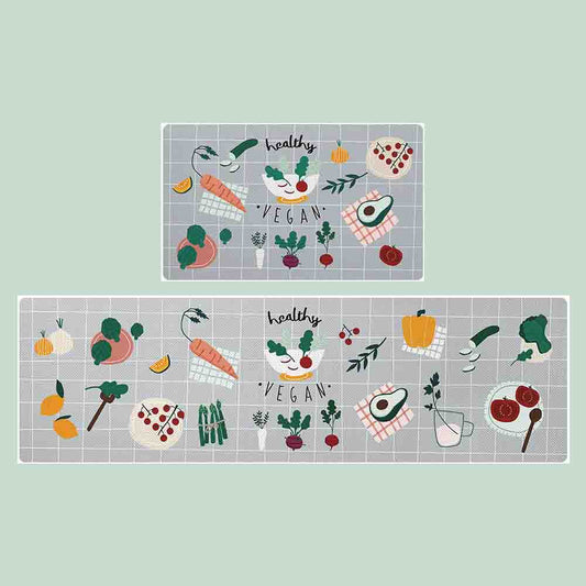 Feblilac Green vegetable Healthy Diet PVC Leather Kitchen Mat PVC Leather Kitchen Mat - Feblilac® Mat