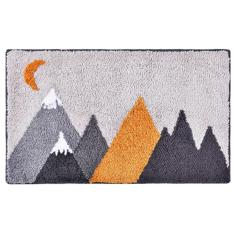 Grey Snow Mountains Bath Mat