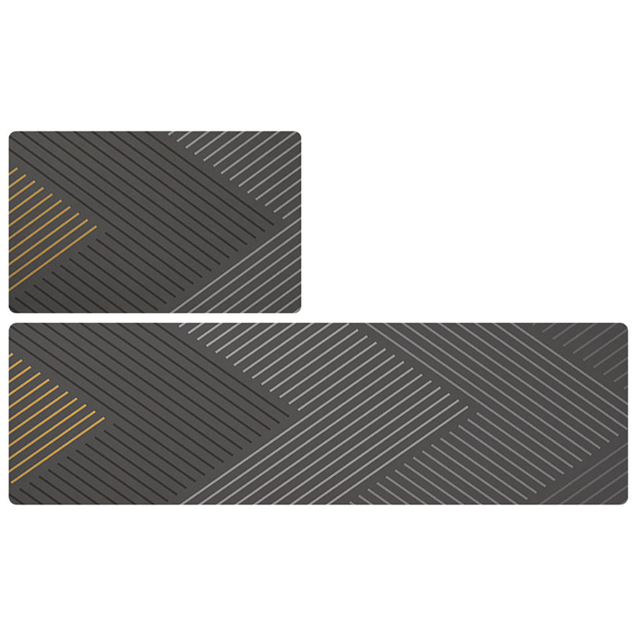 Feblilac Grey Lines Geometric Pattern PVC Leather Kitchen Mat Mom‘s Day Gift - Feblilac® Mat