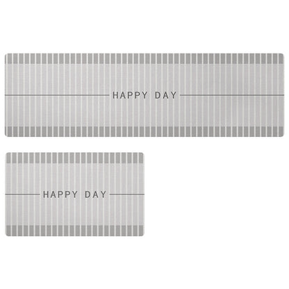 Feblilac Grey and Brown Stripe Happy Day PVC Leather Kitchen Mat - Feblilac® Mat