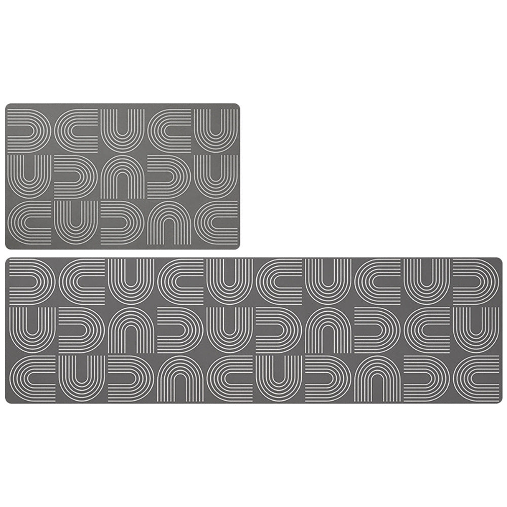 Feblilac Grey U Shaped Pattern PVC Leather Kitchen Mat - Feblilac® Mat