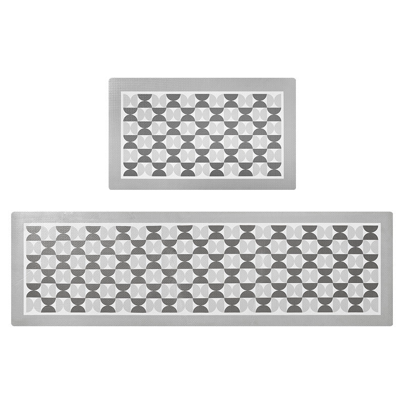 Feblilac Grey and White Geometric Pattern PVC Leather Kitchen Mat - Feblilac® Mat