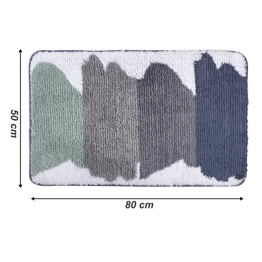 Green and Grey Striped Bathroom Rug - view 3