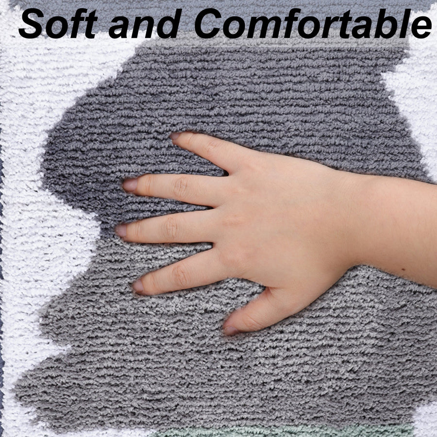 Green and Grey Striped Bathroom Rug - view 4