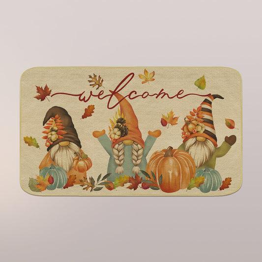 Gnome Pumpkin Welcome Mat