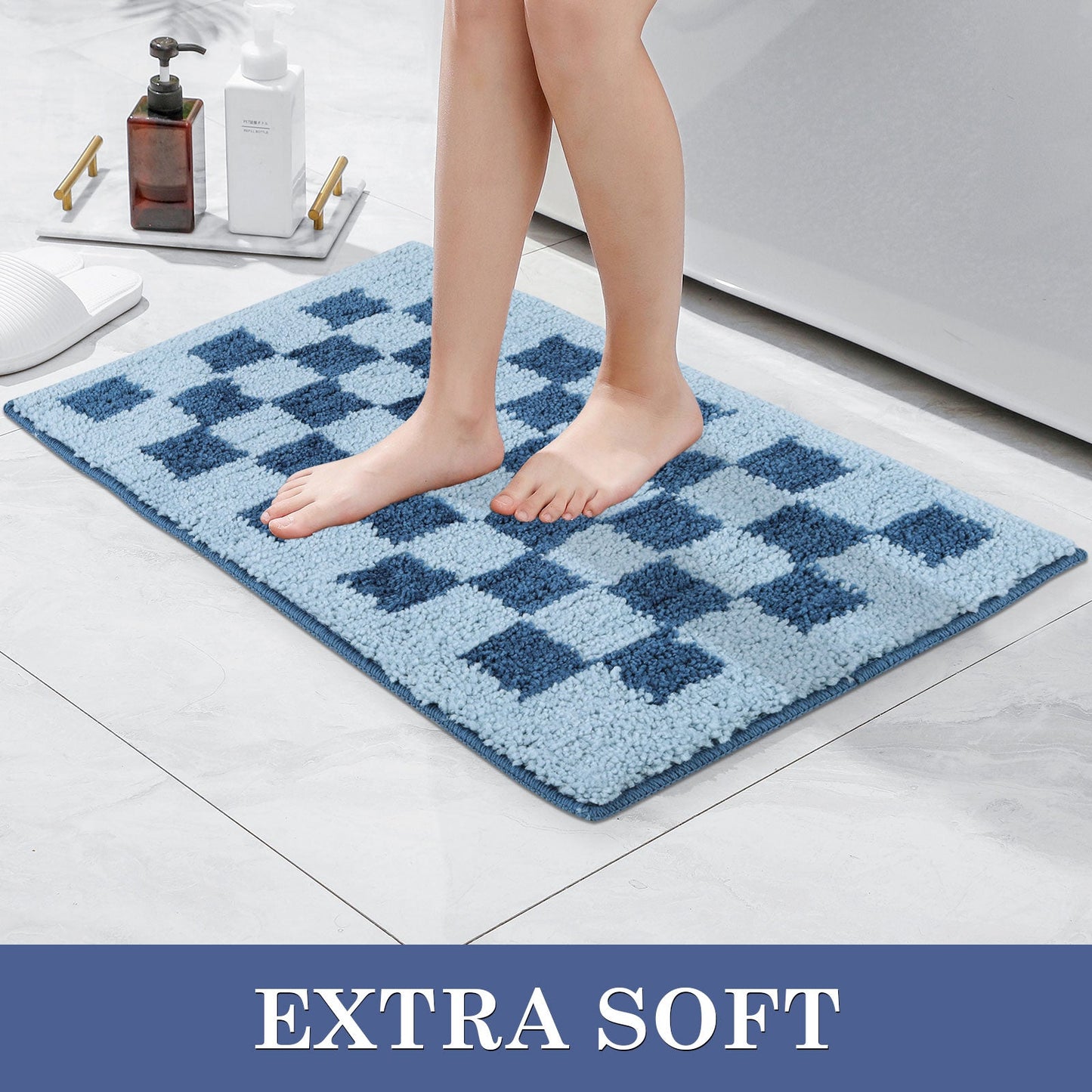 Checkerboard Bathroom Rug Mat