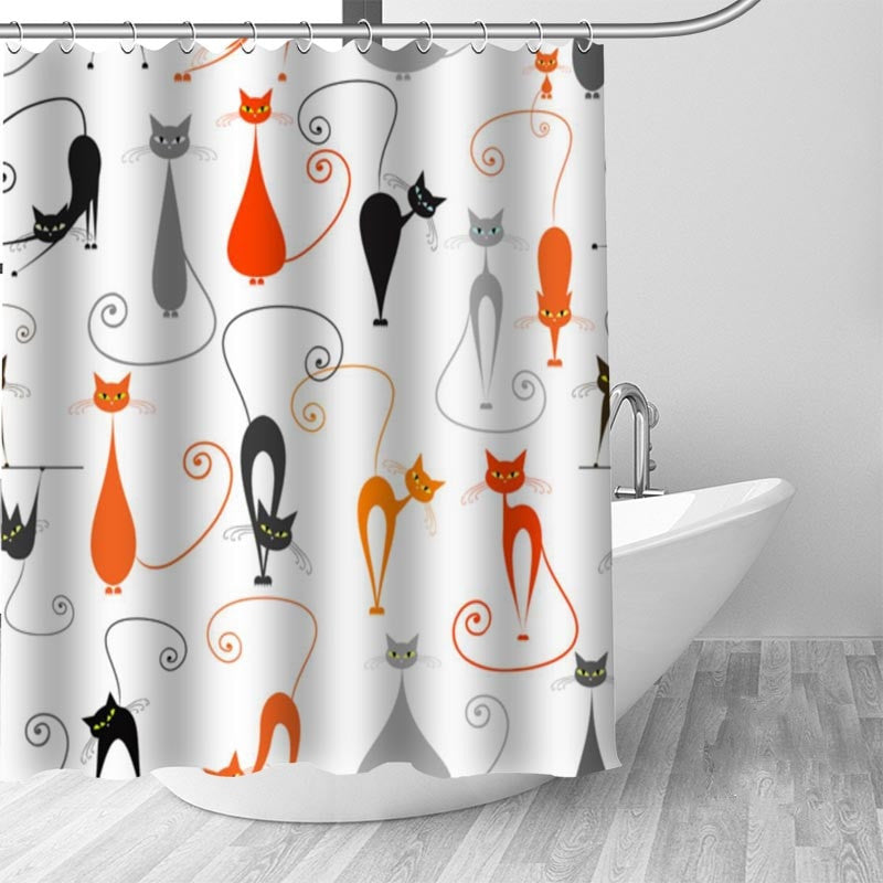 Abstract Cat Shower Curtains