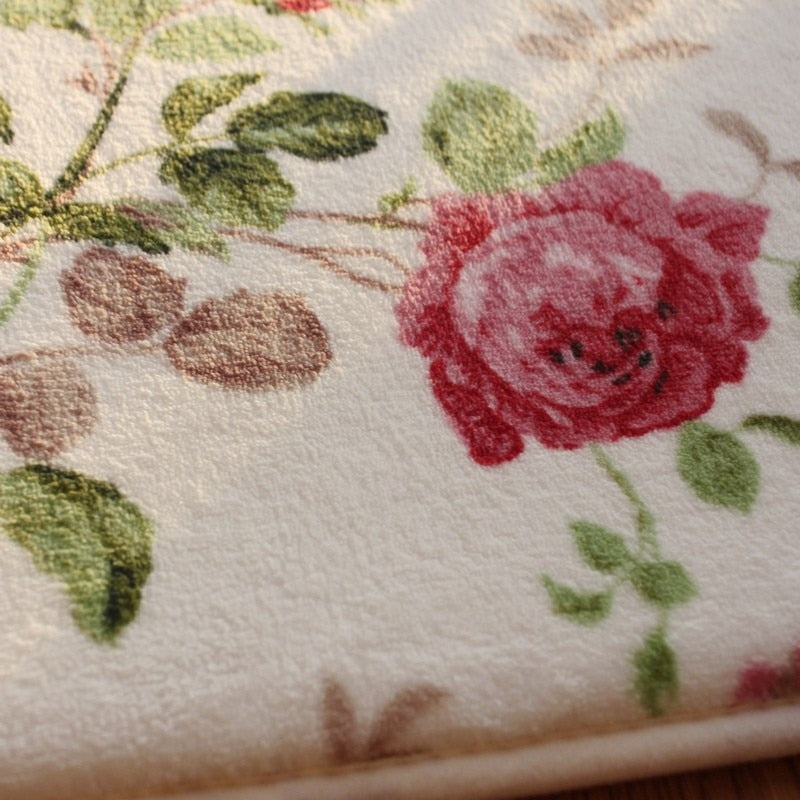 Romantic Floral Room Floor Mats,Sweet Rose Print Carpets For Living Room Modern,Designer Shabby Style Flower R - view 4