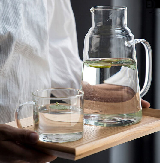 Clear Glass Jug & Cup Set