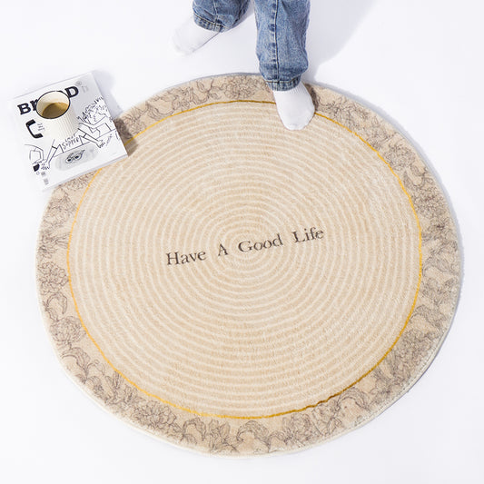 Have a Good Life Cream Flower Round Mat