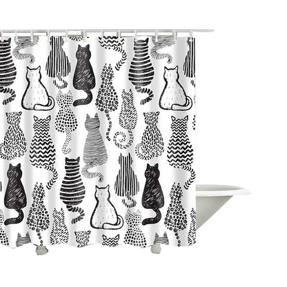 Cat Print Bathroom Curtain