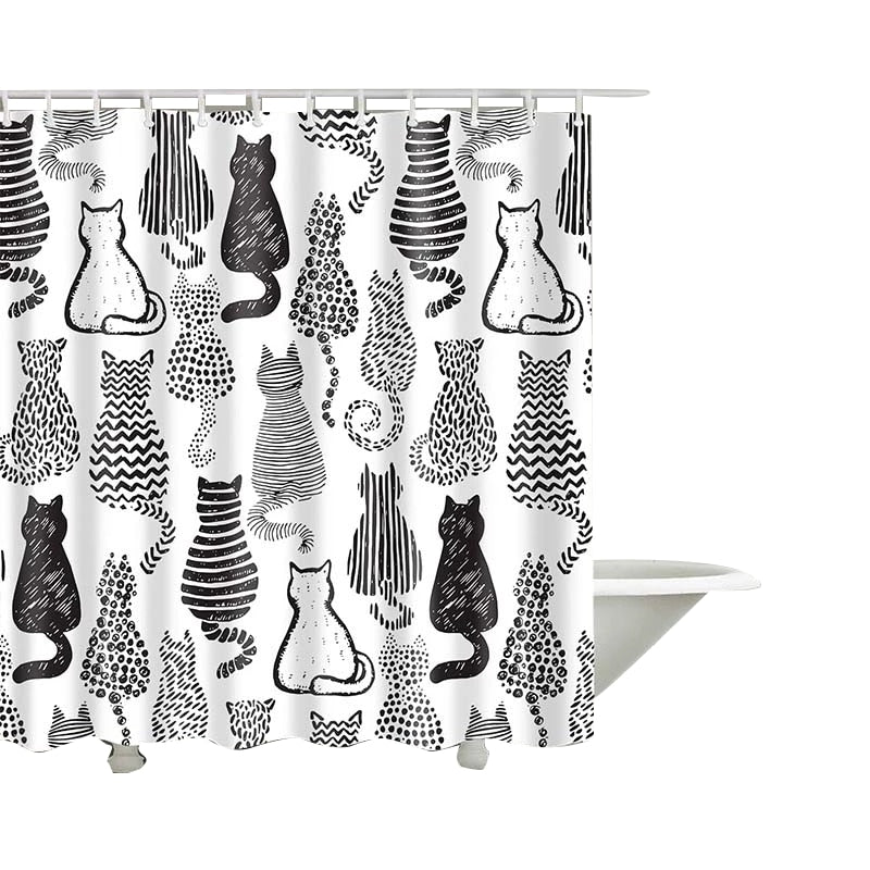 Cat Print Bathroom Curtain - view 2