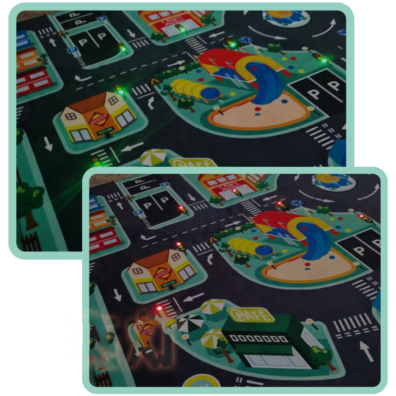 LED Play Carpets Kid Play Road Lighter Rugs Gift Car Area Rugs Floor Mat Anti-slip Floor Mat Home Decor Super - view 3
