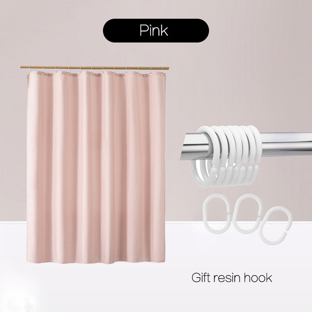 Modern Solid Grey Pink and Beige Linen texture Shower Curtain, Thick Imitation Linen Polyester Curtains, Extra Long Waterproof Curtains for Bathroom with Hooks, Multiple Sized Curtains