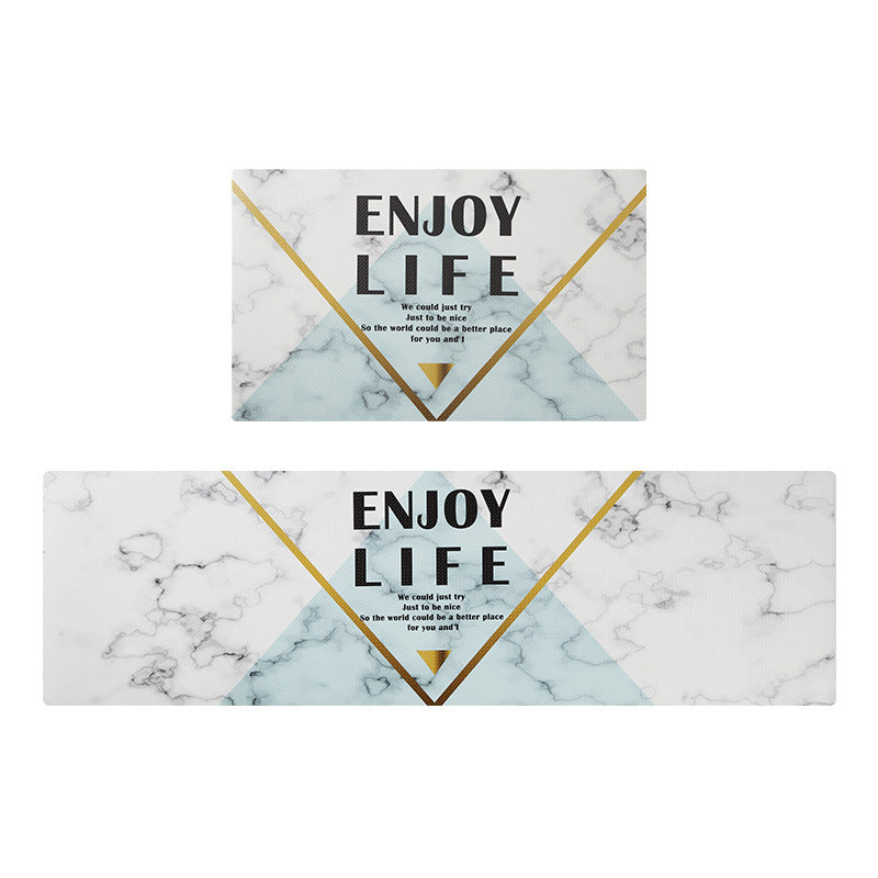 Feblilac Light Green and Grey Grain of Marble PVC Leather Kitchen Mat - Feblilac® Mat