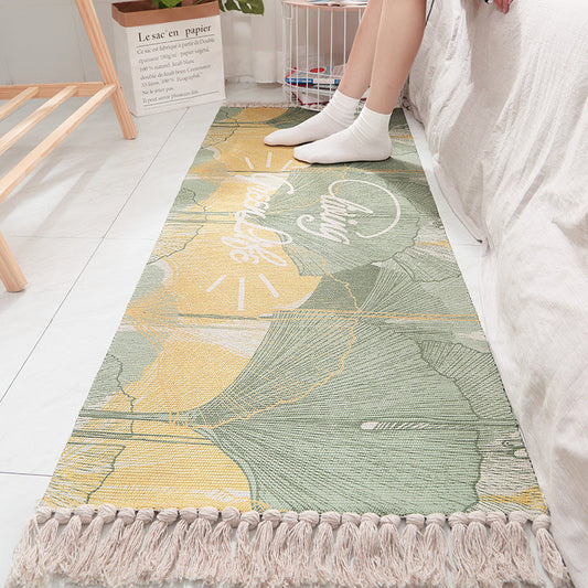 Feblilac Lotus Leaves Cotton Woven Bedroom Mat