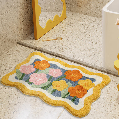 Lovely Flowers Bath Mat, Cute Floral Bathroom Rug, Multiple Sizes Available - Feblilac® Mat