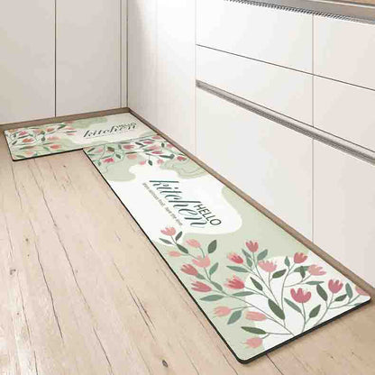 Feblilac Lovely Spring Pink Flowers PVC Leather Kitchen Mat - Feblilac® Mat