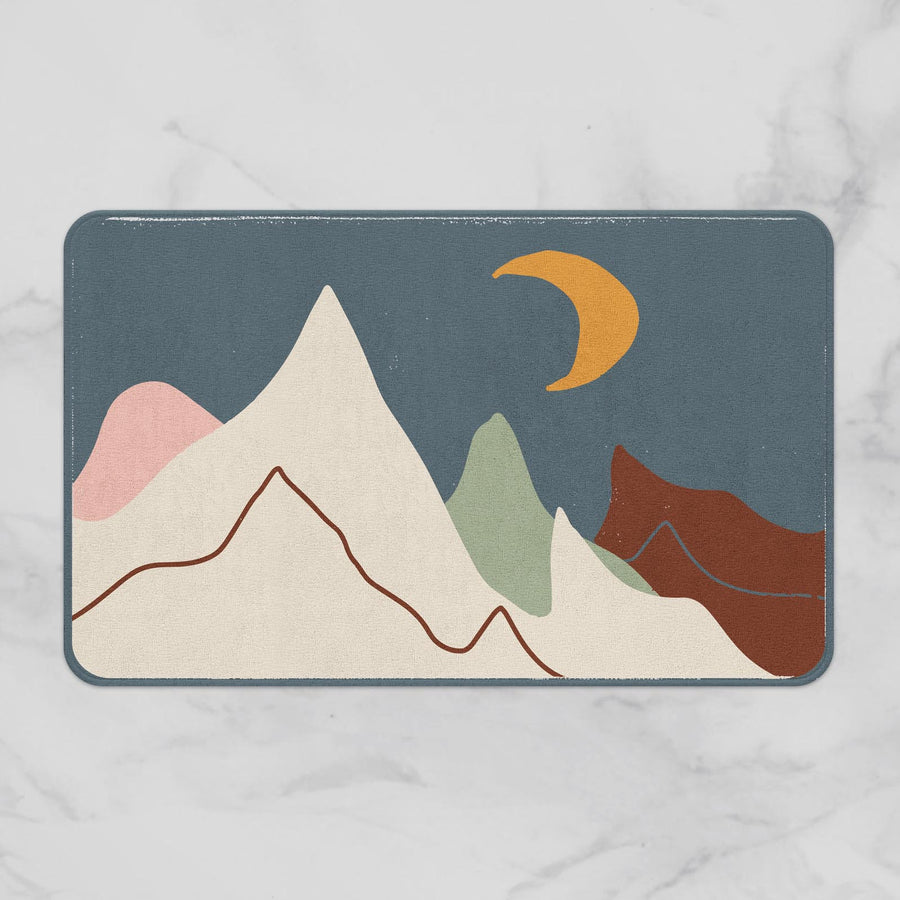 Abstract Mountain and Moon Bath Mat - Feblilac® Mat