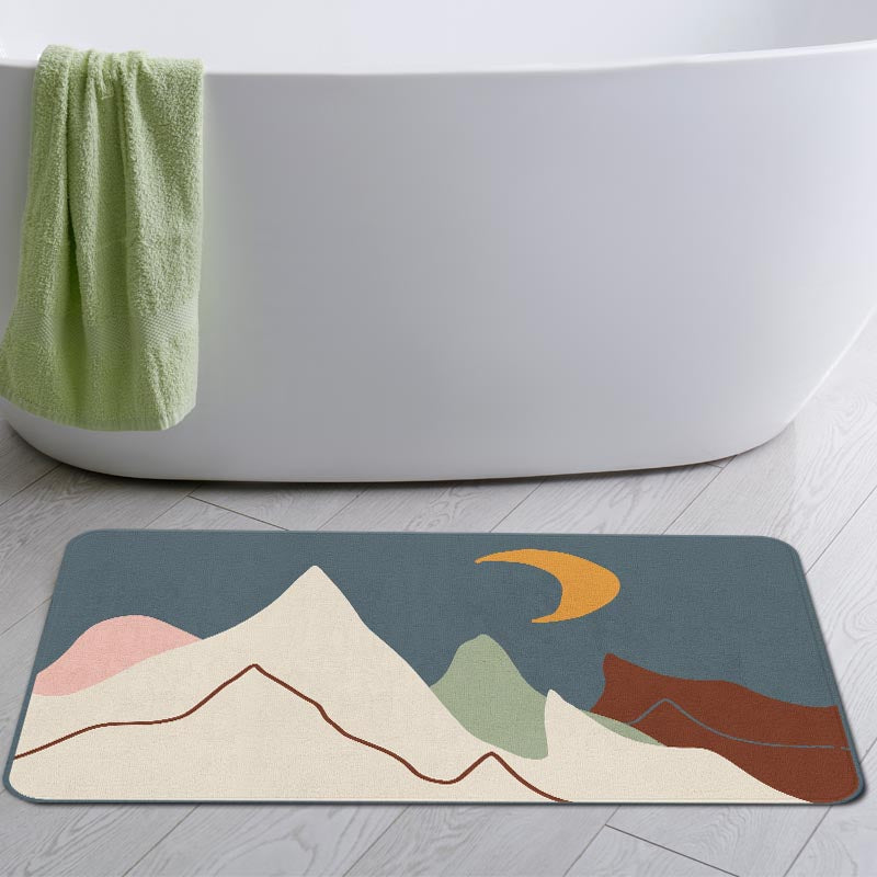 Abstract Mountain and Moon Bath Mat - Feblilac® Mat
