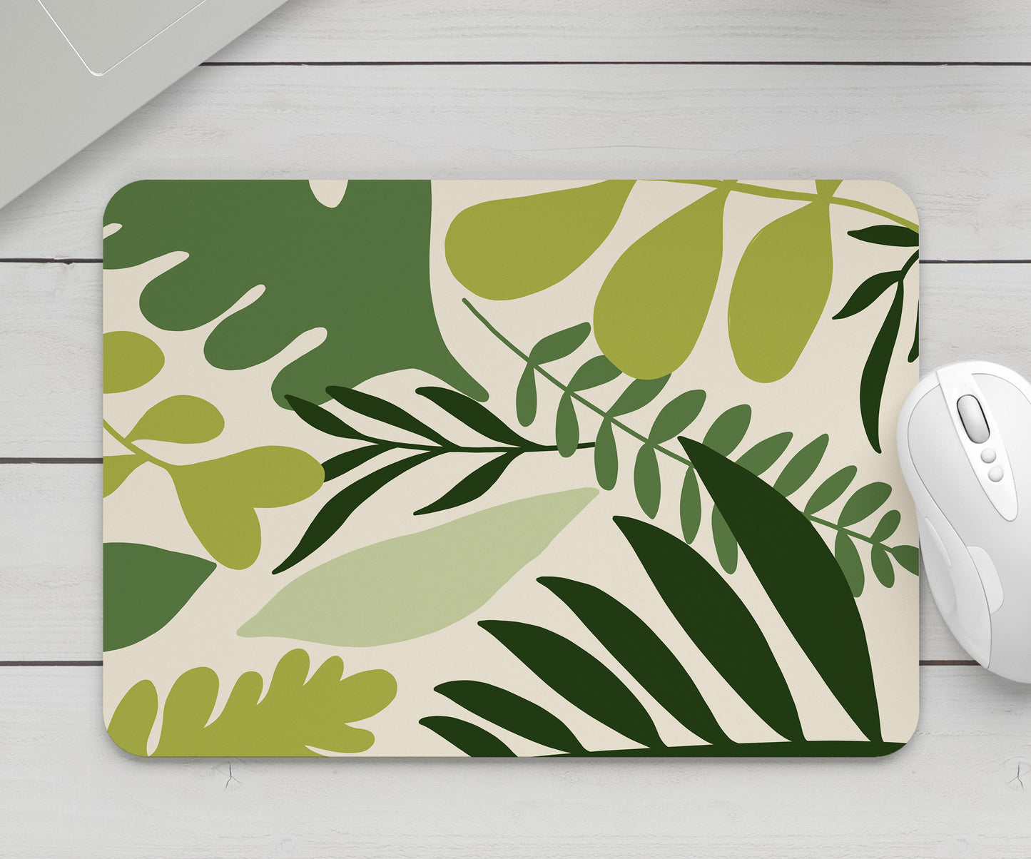 Feblilac Green Tropical Plant Leaves Mouse Pad