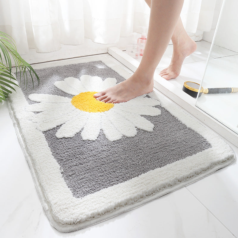 Feblilac Daisy Flower Bath Mat, Chrysanthemum Bathroom Rug - Feblilac® Mat