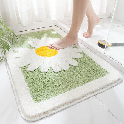 Feblilac Daisy Flower Bath Mat, Chrysanthemum Bathroom Rug - Feblilac® Mat